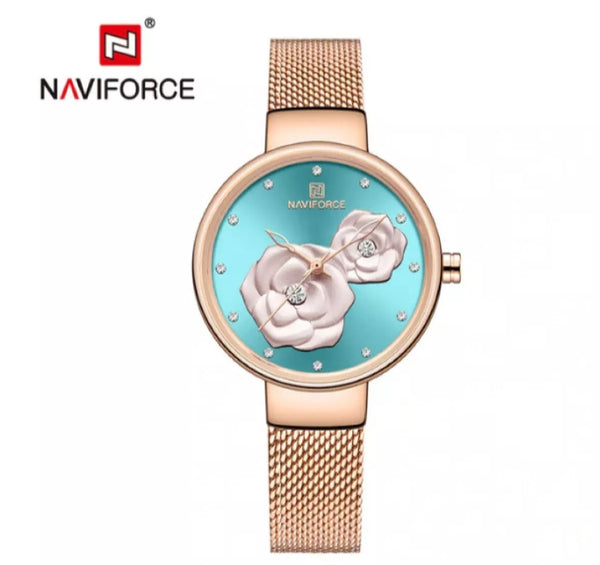 Naviforce luxury creative design mesh steel brand wrist watch.