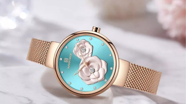 Naviforce luxury creative design mesh steel brand wrist watch.