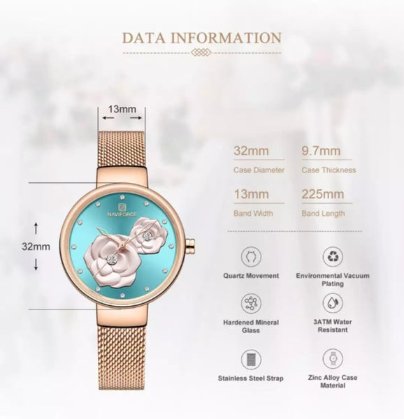 Naviforce luxury creative design mesh steel brand wrist watch.