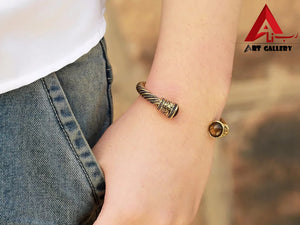 Skyrim Wooden Bead Bracelets & Bangles Viking Bangles Antique Gold Color Supernatural Pagan Metal Bracelet