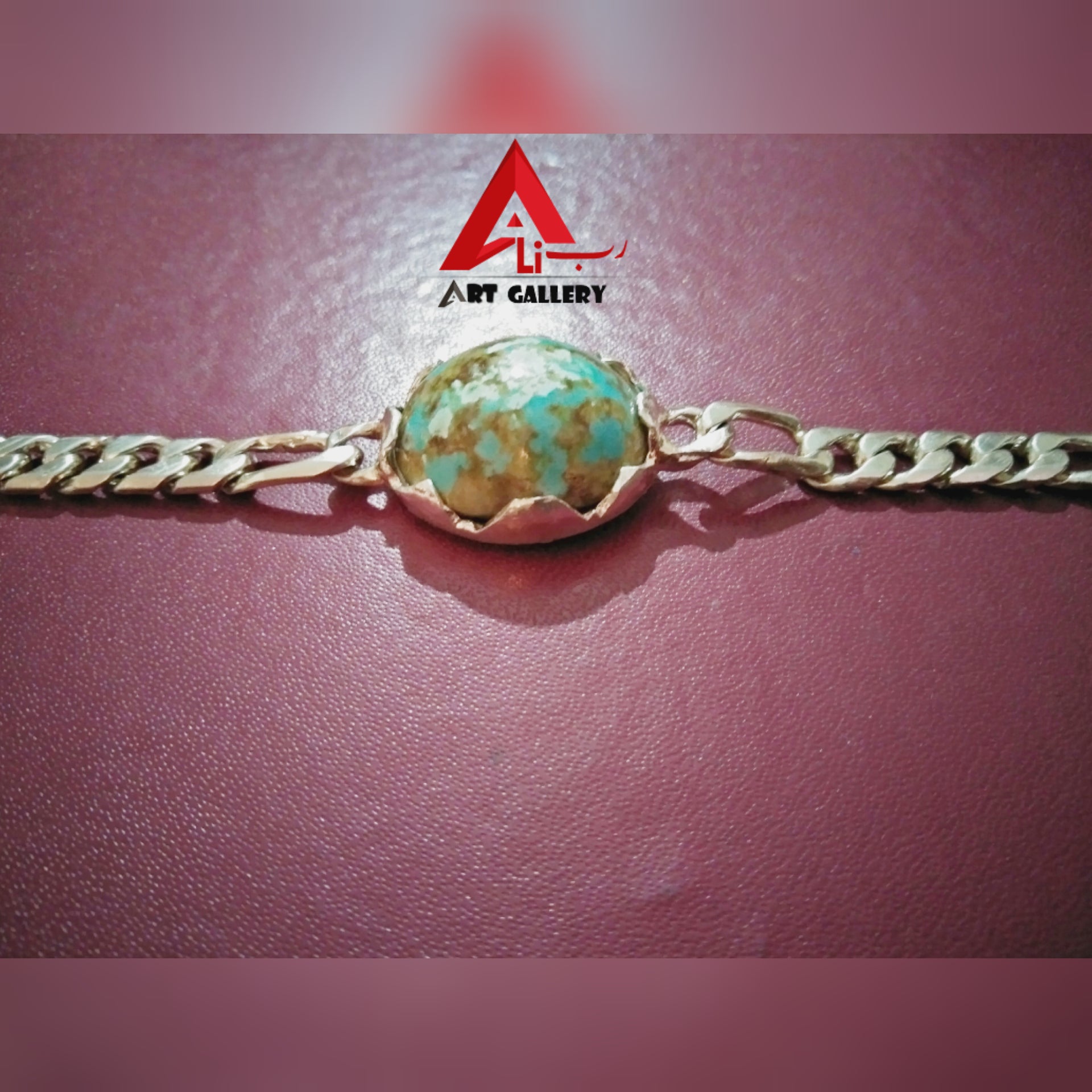 Hussaini Feroza Nishapuri Hussaini Feroza Turquoise With Pure Silver Bracelet