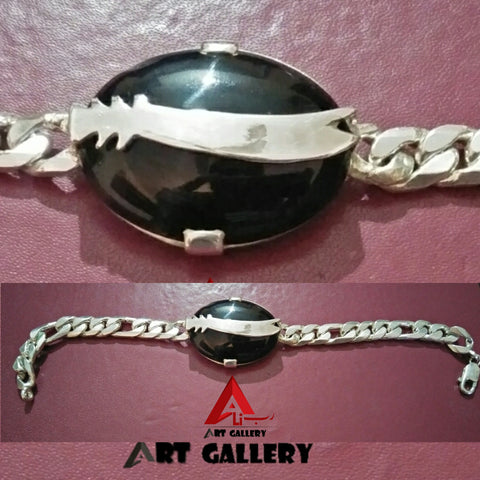 Zulfiqar Sword Black Agate Stone Bracelet