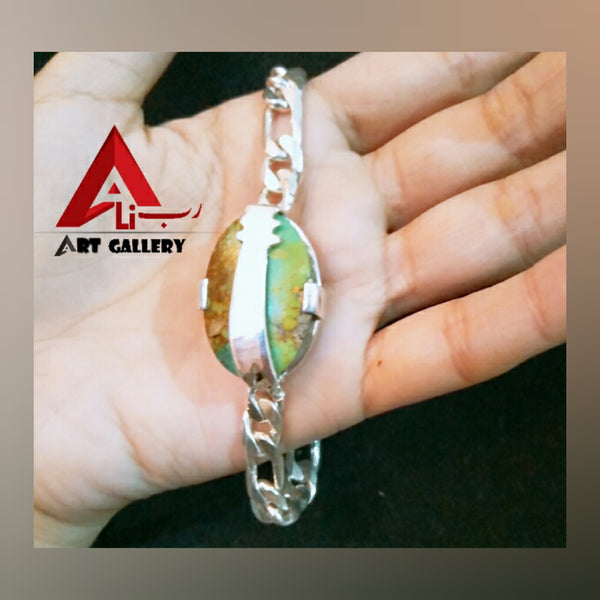 Hussaini Feroza Zulfiqar /Turquoise pure silver bracelet