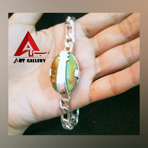 Hussaini Feroza Zulfiqar /Turquoise pure silver bracelet