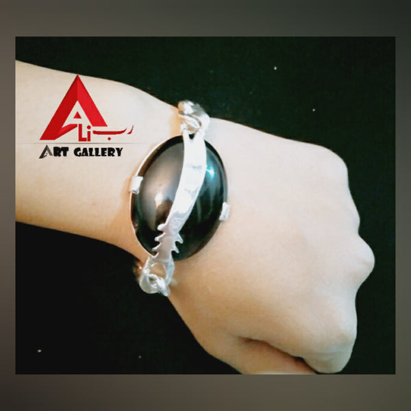 Zulfiqar Sword Black Agate Stone Bracelet