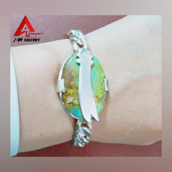 Hussaini Feroza Zulfiqar /Turquoise pure silver bracelet