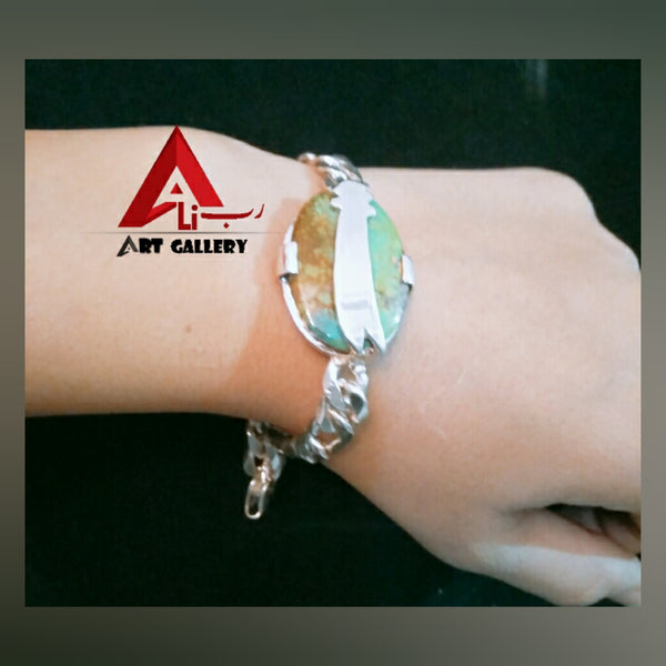 Hussaini Feroza Zulfiqar /Turquoise pure silver bracelet