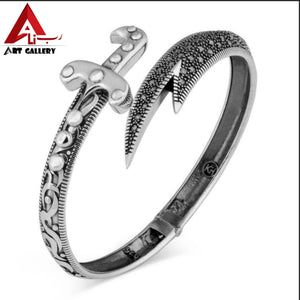 Zulfiqar Sword Bangle Sterling Silver Bracelet For Men And Women Open Cuff Bangle Solid 925 Sterling Silver