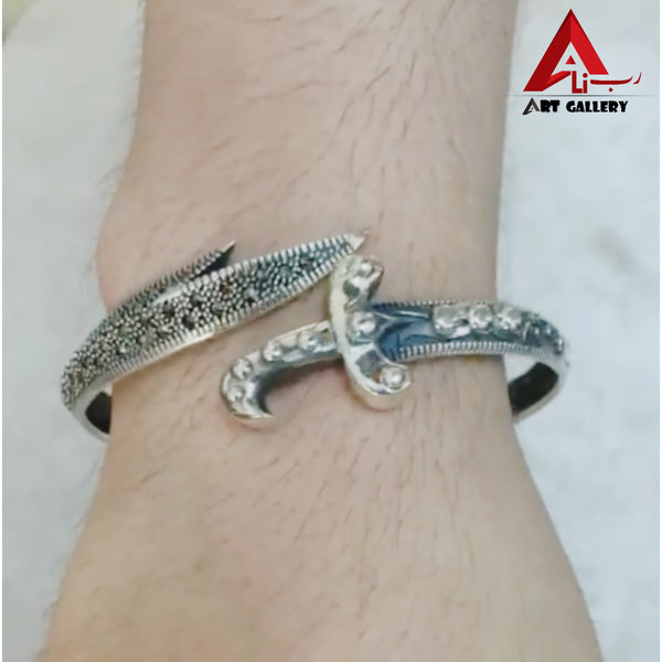 Zulfiqar Sword Bangle Sterling Silver Bracelet For Men And Women Open Cuff Bangle Solid 925 Sterling Silver