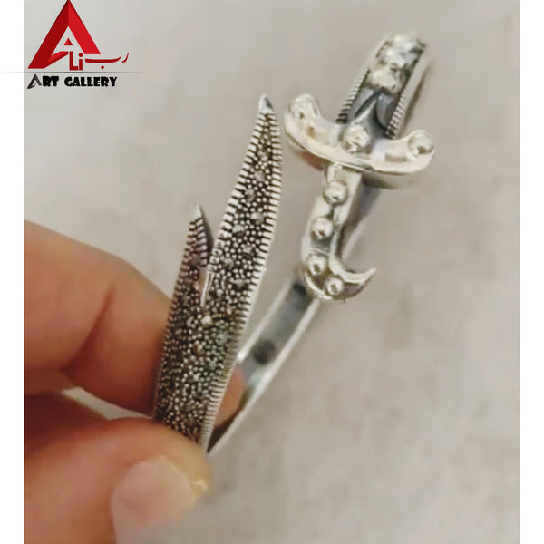 Zulfiqar Sword Bangle Sterling Silver Bracelet For Men And Women Open Cuff Bangle Solid 925 Sterling Silver