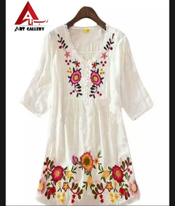 White Cotton Kurti Top for Women