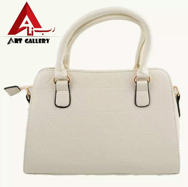 White Leather Hand Bag For Women