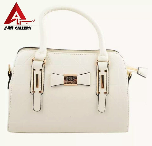 White Leather Hand Bag For Women