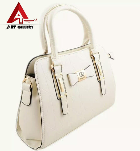 White Leather Hand Bag For Women