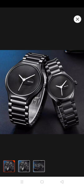 Benyar stainless steel waterproof watch black couple edition 2021.