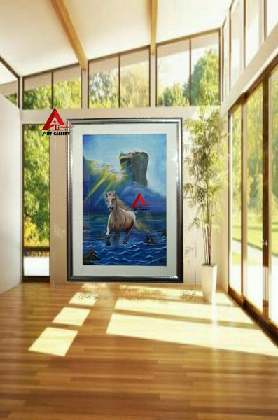 Shabih e murtajiz Oil painting Running Horse