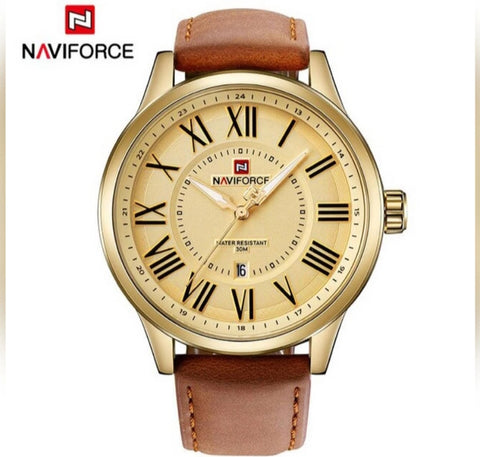 Naviforce leather Strap japan quartz waterproof with brand box.