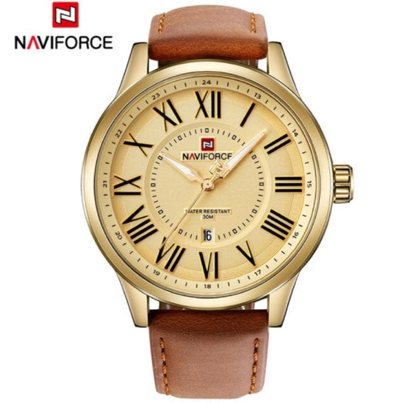 Naviforce leather Strap japan quartz waterproof with brand box.