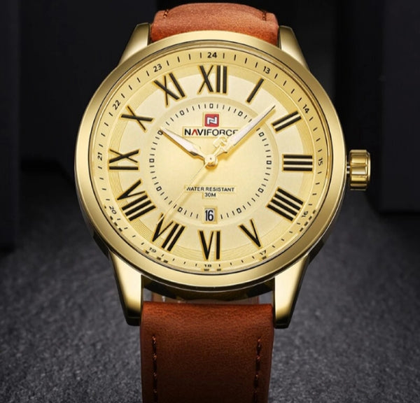 Naviforce leather Strap japan quartz waterproof with brand box.