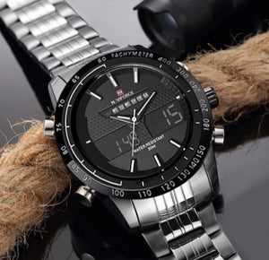 Analog digital black dial Man watch with box.