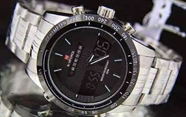 Analog digital black dial Man watch with box.
