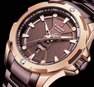 Day and date stainless steel waterproof watch with brand box