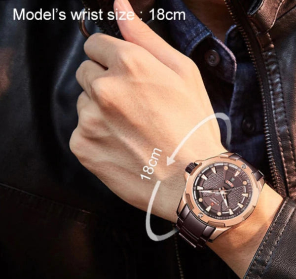 Day and date stainless steel waterproof watch with brand box