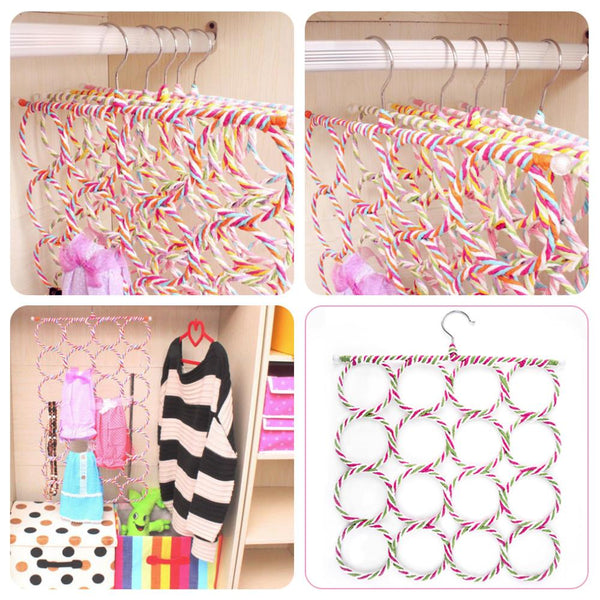 2 pieces Multi-function Scarf Shawl Scarf Belt Tie Hanger Holder Organizer Storage 16 Rings