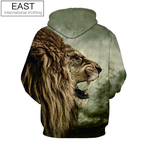 New Fashion Galaxy Hoodie Sweatshirt For Men 3D Lion Print Cartoon Hooded