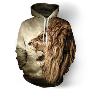 New Fashion Galaxy Hoodie Sweatshirt For Men 3D Lion Print Cartoon Hooded