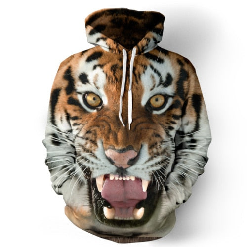 New Fashion Galaxy Hoodie Sweatshirt For Men 3D Lion Print Cartoon Hooded