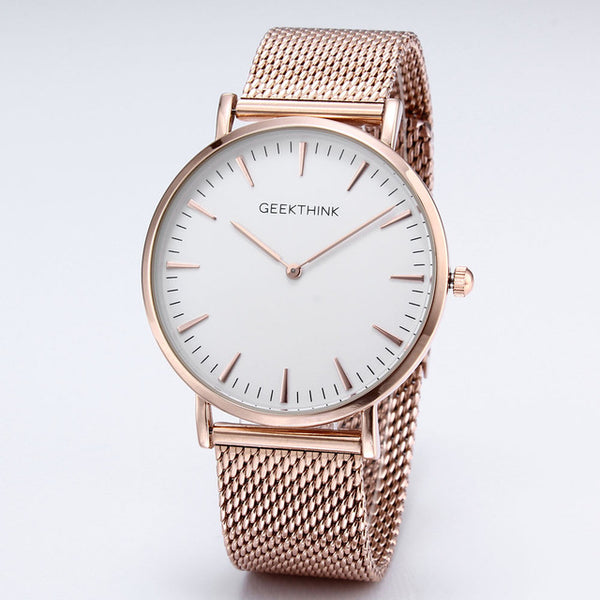 Quartz watch men Black Casual Japan quartz-watch stainless steel Mesh strap ultra thin