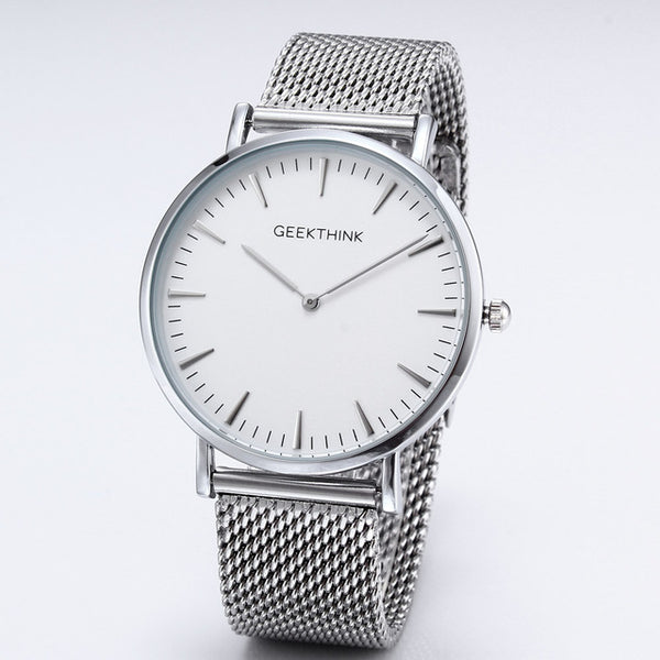 Quartz watch men Black Casual Japan quartz-watch stainless steel Mesh strap ultra thin