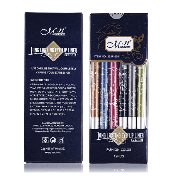 Professional Makeup Eye Shadow Waterproof Glitter & Eyeliner Pencils 12pcs/lots