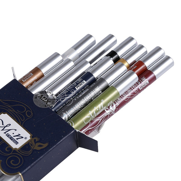 Professional Makeup Eye Shadow Waterproof Glitter & Eyeliner Pencils 12pcs/lots