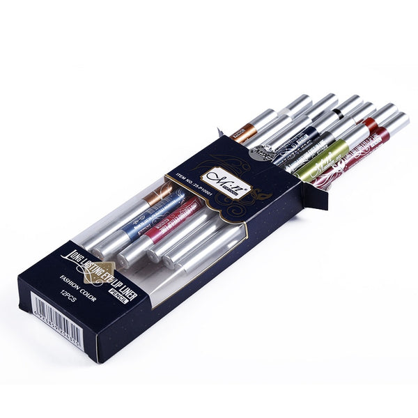 Professional Makeup Eye Shadow Waterproof Glitter & Eyeliner Pencils 12pcs/lots