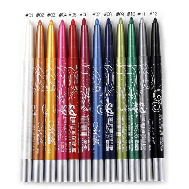 Professional Makeup Eye Shadow Waterproof Glitter & Eyeliner Pencils 12pcs/lots