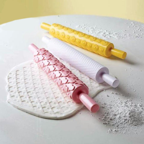 Flower Textured Embossed Roller Mold  Fondant Cake Decoration