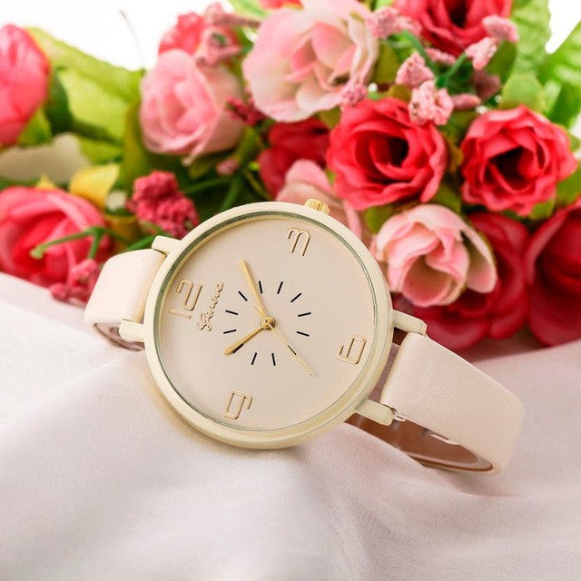Women Fashion Quartz Watch Faux Leather Watches