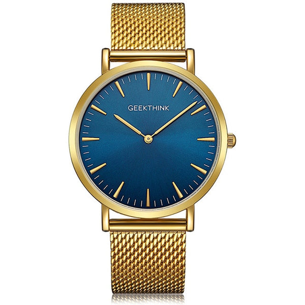 Quartz watch men Black Casual Japan quartz-watch stainless steel Mesh strap ultra thin