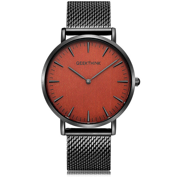 Quartz watch men Black Casual Japan quartz-watch stainless steel Mesh strap ultra thin