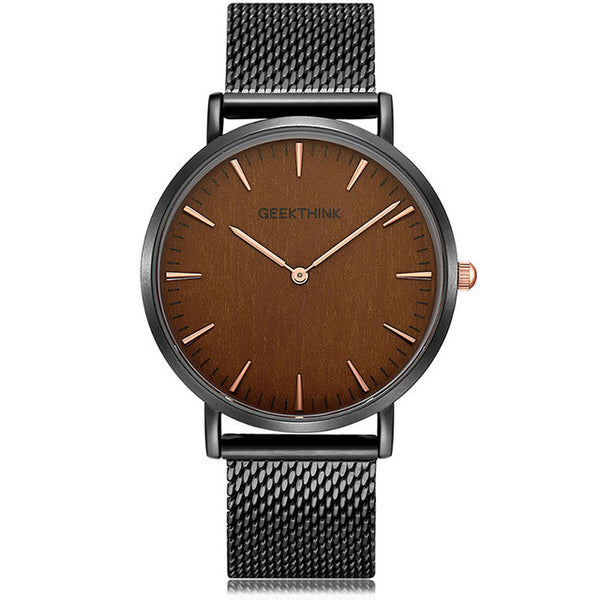 Quartz watch men Black Casual Japan quartz-watch stainless steel Mesh strap ultra thin