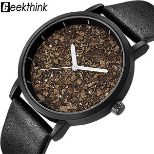 Natural Gravel Stone Face Men Brand Quartz Watches