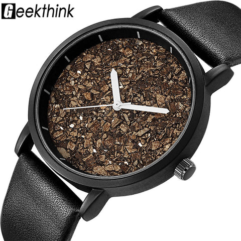Natural Gravel Stone Face Men Brand Quartz Watches