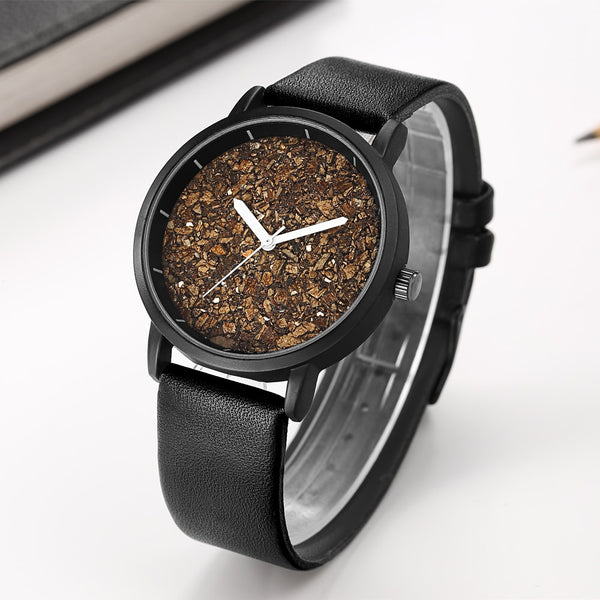 Natural Gravel Stone Face Men Brand Quartz Watches