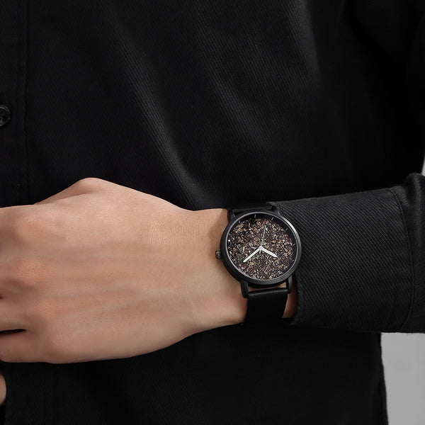 Natural Gravel Stone Face Men Brand Quartz Watches