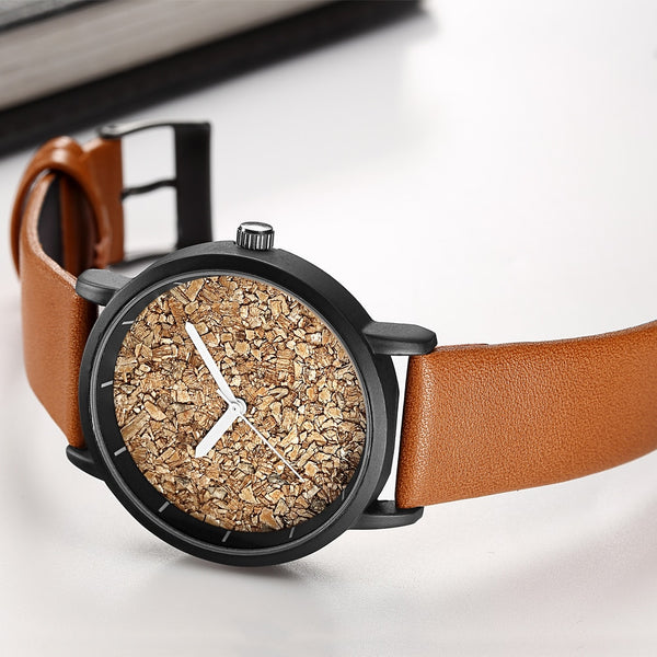 Natural Gravel Stone Face Men Brand Quartz Watches