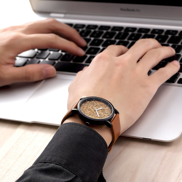 Natural Gravel Stone Face Men Brand Quartz Watches