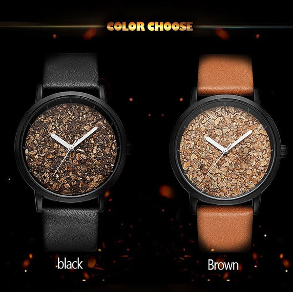 Natural Gravel Stone Face Men Brand Quartz Watches