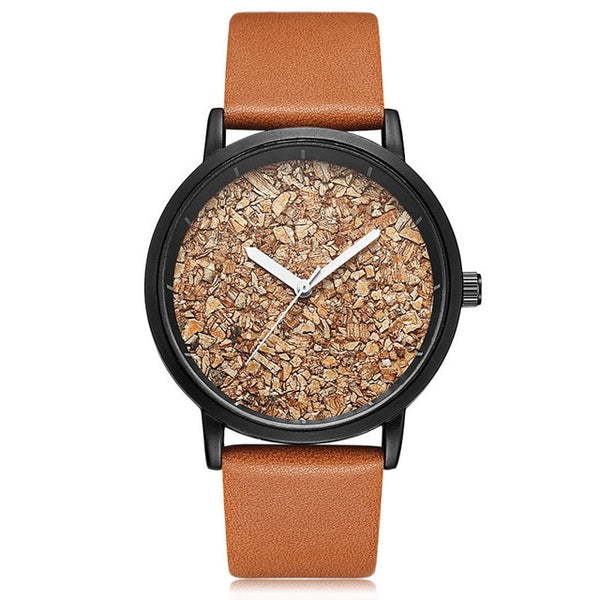 Natural Gravel Stone Face Men Brand Quartz Watches